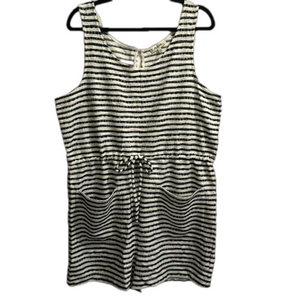 Madewell Black and White Striped Cotton Romper